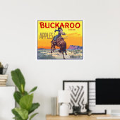 Oude Fruitkratsetiket Kunst, Buckaroo Appels Poster (Thuiskantoor)