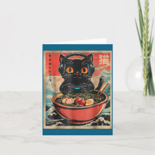 Oude gamer kat grappige Ramen retro Japanse kat G Kaart