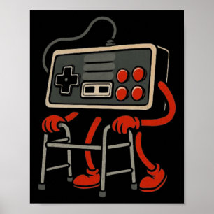 Oude Gamer Retro Videospel Oude Gamer 80s 90s Vide Poster