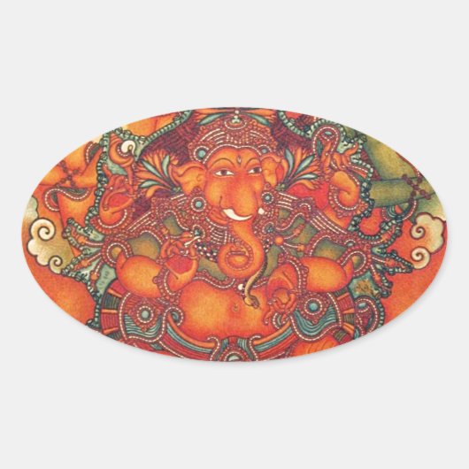 OUDE GANESH SCHILDERIJ OVALE STICKER (Voorkant)