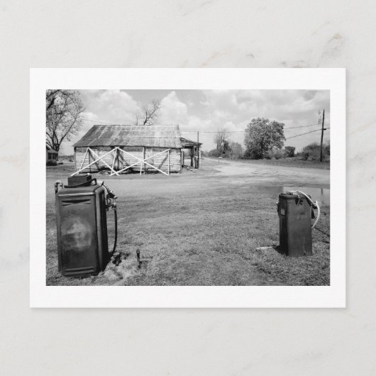 Oude gaspompen briefkaart (Voorkant)