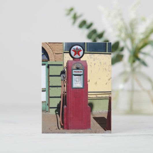 Oude    gaspompoen briefkaart (Staand voorkant)