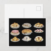 Oude gebakken lekkernijen cakes taarten biscuits briefkaart (Voorkant / Achterkant)