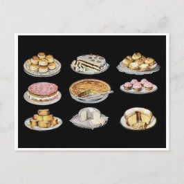 Oude gebakken lekkernijen cakes taarten biscuits briefkaart