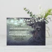Oude gebeeldhouwde boom twinkle lichten rustieke b kaart (Staand voorkant)