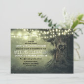 Oude gebeeldhouwde boom twinkle lichten rustieke b kaart (Staand voorkant)