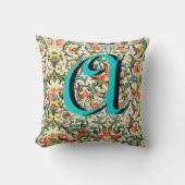 Oude gebloemde monogram kussen (Voorkant)