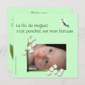 Oude geboorte van een muguet en een groene felt aankondiging (Voorkant / Achterkant)