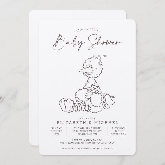 Oude Geboortekaart Baby Shower Uitnodiging voor Bi (Voorkant / Achterkant)