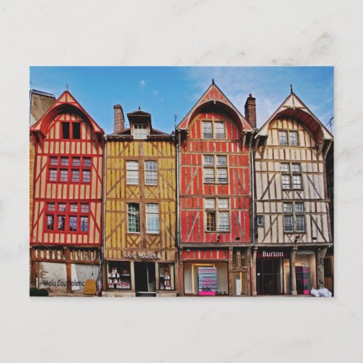 Oude gebouwen in het Briefkaart van Troyes France (Voorkant)