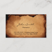  oude gebrande papierapotheker visitekaartje (Voorkant)