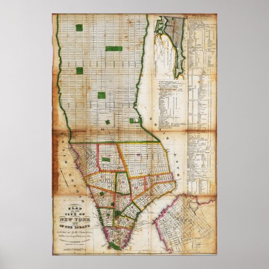 Oude gedetailleerde New York kaartposter 1832 Poster (Voorkant)