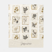 Oude gedroogde geperste wilde bloemen Naam Initiaa Fleece Deken (Voorkant)