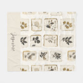 Oude gedroogde geperste wilde bloemen Naam Initiaa Fleece Deken (Voorkant (Horizontaal))