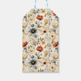 Oude gedroogde wilde bloem in marine terracotta cadeaulabel