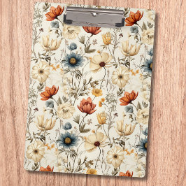 Oude gedroogde wilde bloem in marine terracotta klembord