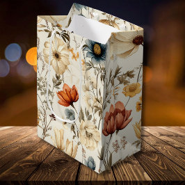 Oude gedroogde wilde bloem in marineblauwe terraco medium cadeauzakje