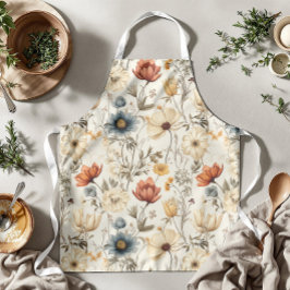 Oude gedroogde wilde bloem in terracotta en marine schort