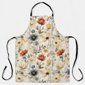 Oude gedroogde wilde bloem in terracotta en marine schort (Voorkant)