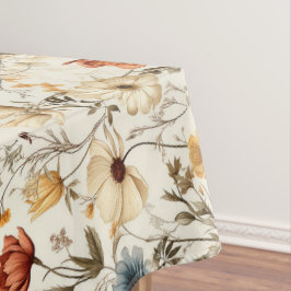 Oude gedroogde wilde bloem in terracotta en marine tafelkleed