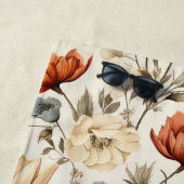 Oude Gedroogde Wilde Bloem Terracotta Marineblauw Strandlaken (In situ)