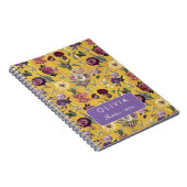 Oude Geel Bloem Motief met Initiaal Notitieboek (Rechterzijde)