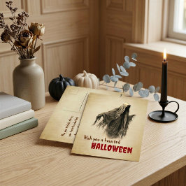 Oude Geest Behekste Halloween Ansichtkaart Briefkaart