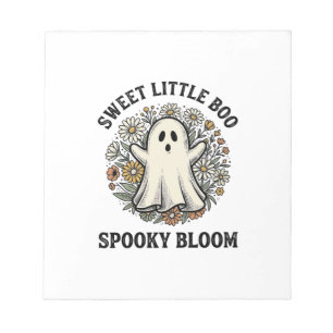 Oude Geest Bloemige Schattige Halloween Boe Boeket Notitieblok