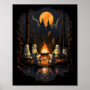 Oude Geest En Skelet Griezelig Skelet Halloween Poster