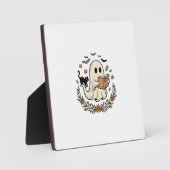 Oude Geest Kat Halloween Bloem Vector Ontwerp_1 Fotoplaat (Voorkant)