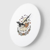 Oude Geest Kat Halloween Bloem Vector Ontwerp_1 Grote Klok (Hoek)