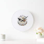 Oude Geest Kat Halloween Bloem Vector Ontwerp_1 Grote Klok (Huis)