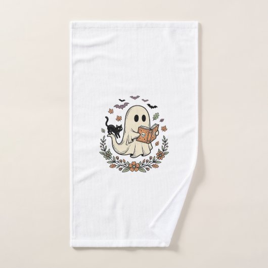 Oude Geest Kat Halloween Bloem Vector Ontwerp_1 Handdoek (Handdoek)