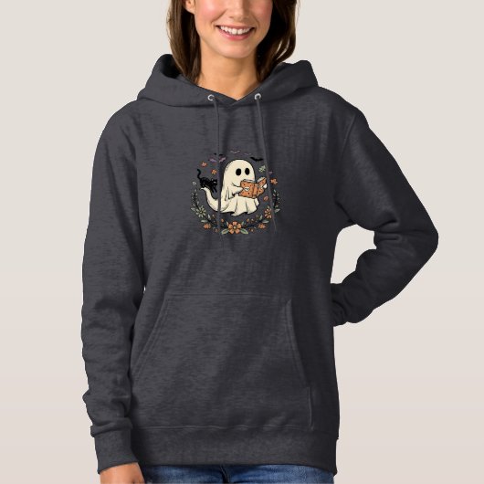 Oude Geest Kat Halloween Bloem Vector Ontwerp_1 Hoodie (Voorkant)