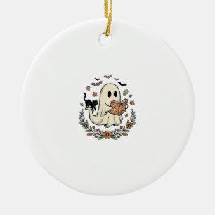 Oude Geest Kat Halloween Bloem Vector Ontwerp_1 Keramisch Ornament