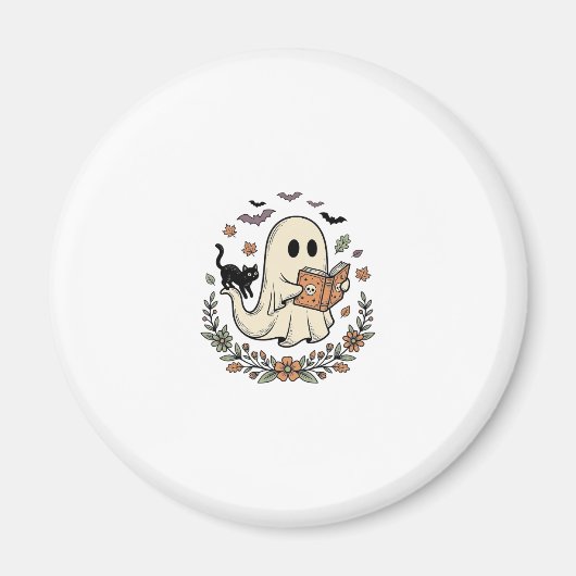 Oude Geest Kat Halloween Bloem Vector Ontwerp_1 Magneet (Voorkant)