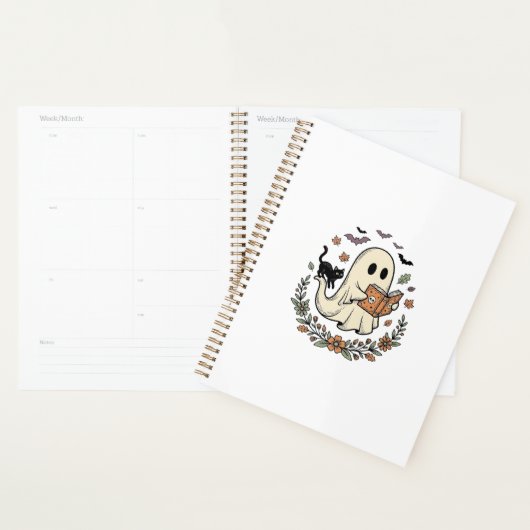 Oude Geest Kat Halloween Bloem Vector Ontwerp_1 Planner (Display)