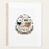 Oude Geest Kat Halloween Bloem Vector Ontwerp_1 Planner (Voorkant)