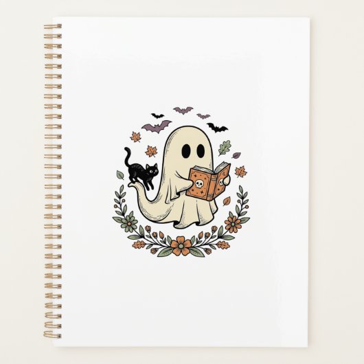 Oude Geest Kat Halloween Bloem Vector Ontwerp_1 Planner (Voorkant)