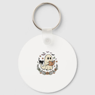 Oude Geest Kat Halloween Bloem Vector Ontwerp_1 Sleutelhanger