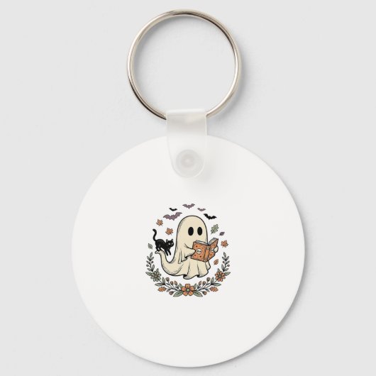 Oude Geest Kat Halloween Bloem Vector Ontwerp_1 Sleutelhanger (Voorkant)