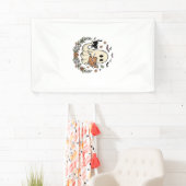 Oude Geest Kat Halloween Bloem Vector Ontwerp_1 Spandoek (Insitu)