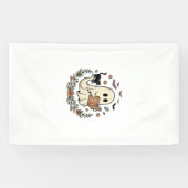 Oude Geest Kat Halloween Bloem Vector Ontwerp_1 Spandoek (Horizontaal)