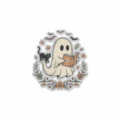 Oude Geest Kat Halloween Bloem Vector Ontwerp_1 Sticker (Voorkant)
