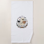 Oude Geest Kat Halloween Bloem Vector Ontwerp_1 Strandlaken (Voorkant)