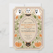 Oude Geest Kat Pompoen Halloween Feest Kaart (Voorkant)