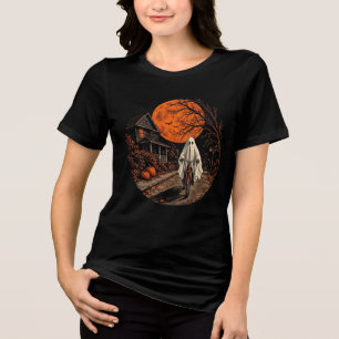 Oude Geest Rijdt Fiets Halloween Tri-Blend Shirt