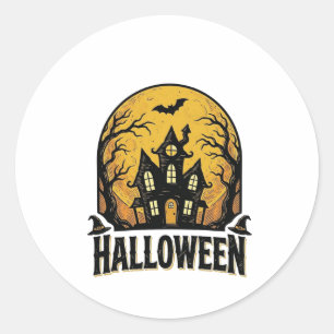 Oude Geestenhuis Halloween T-shirt Ontwerp_1 Ronde Sticker