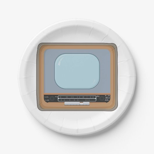 Oude, gefaseerde Borden voor tv-tv-retro-televisie Papieren Bordje (Voorkant)