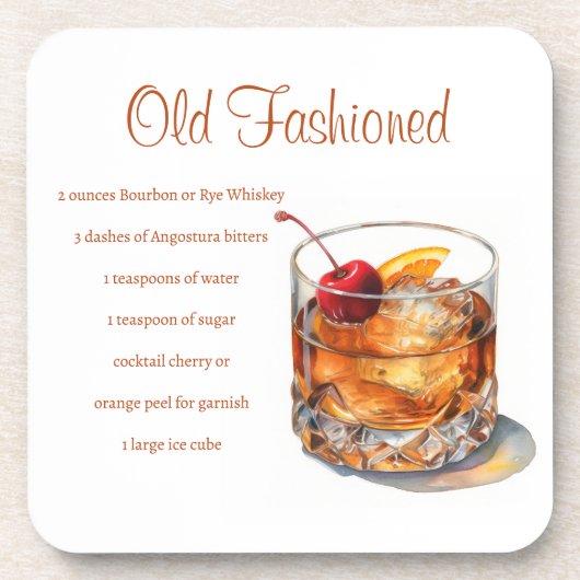 Oude gefaseerde Drink Recipe Bier Onderzetter (Voorkant)